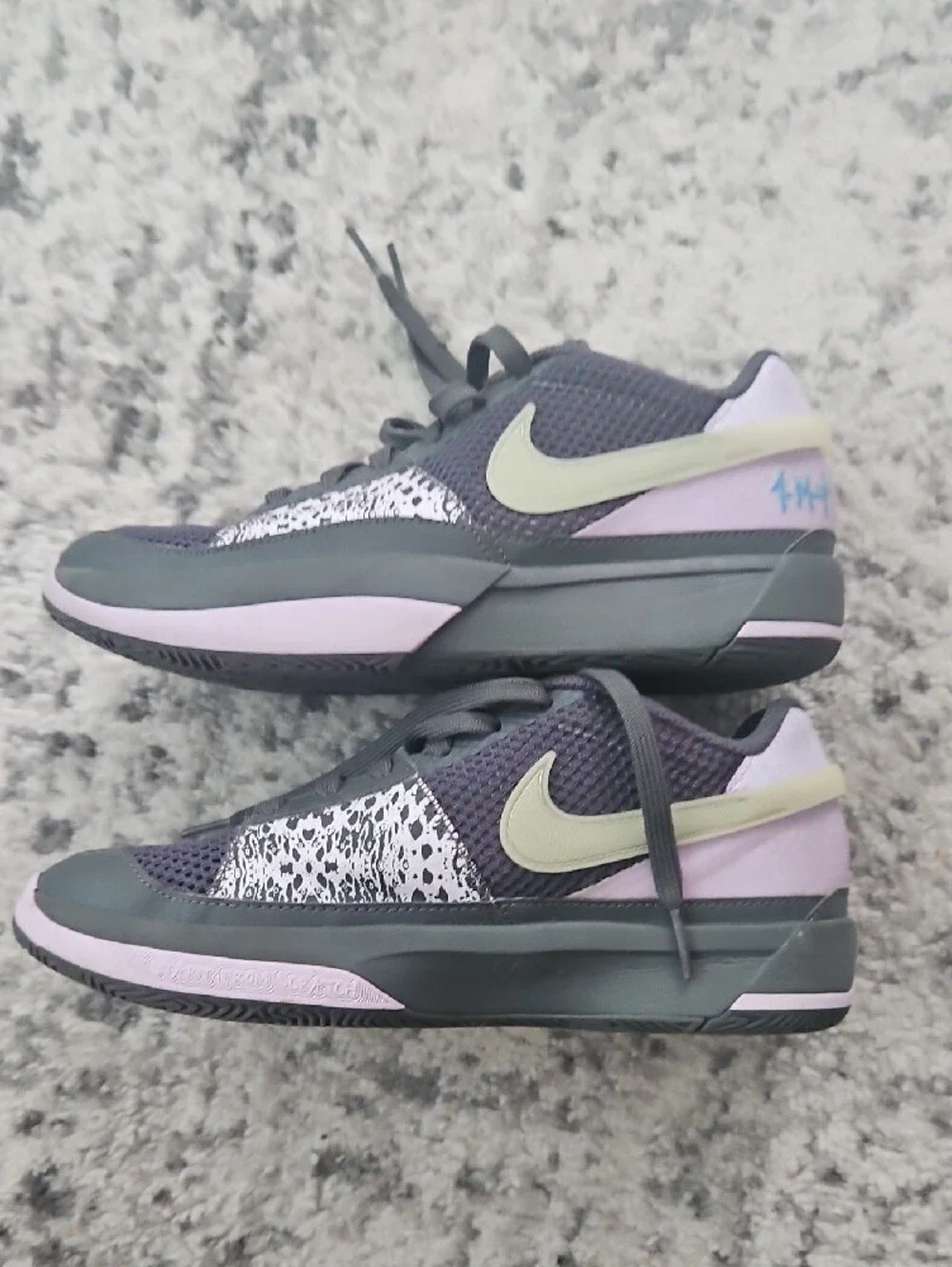 Ja Morant Nike Youth Gray Sneakers with Yellow Accent